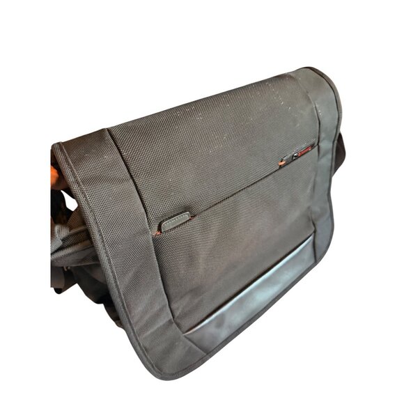 Black Nylon Messenger Bag With Multiple Compartments & Adjustable Strap - Picture 16 of 16